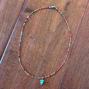 Glass bead and silver festival style boho choker
